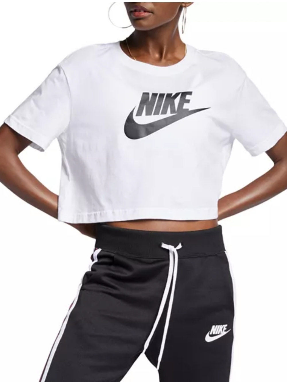 NWOT Nike Women's White Sportswear Essential Cropped Logo Tee Size Small